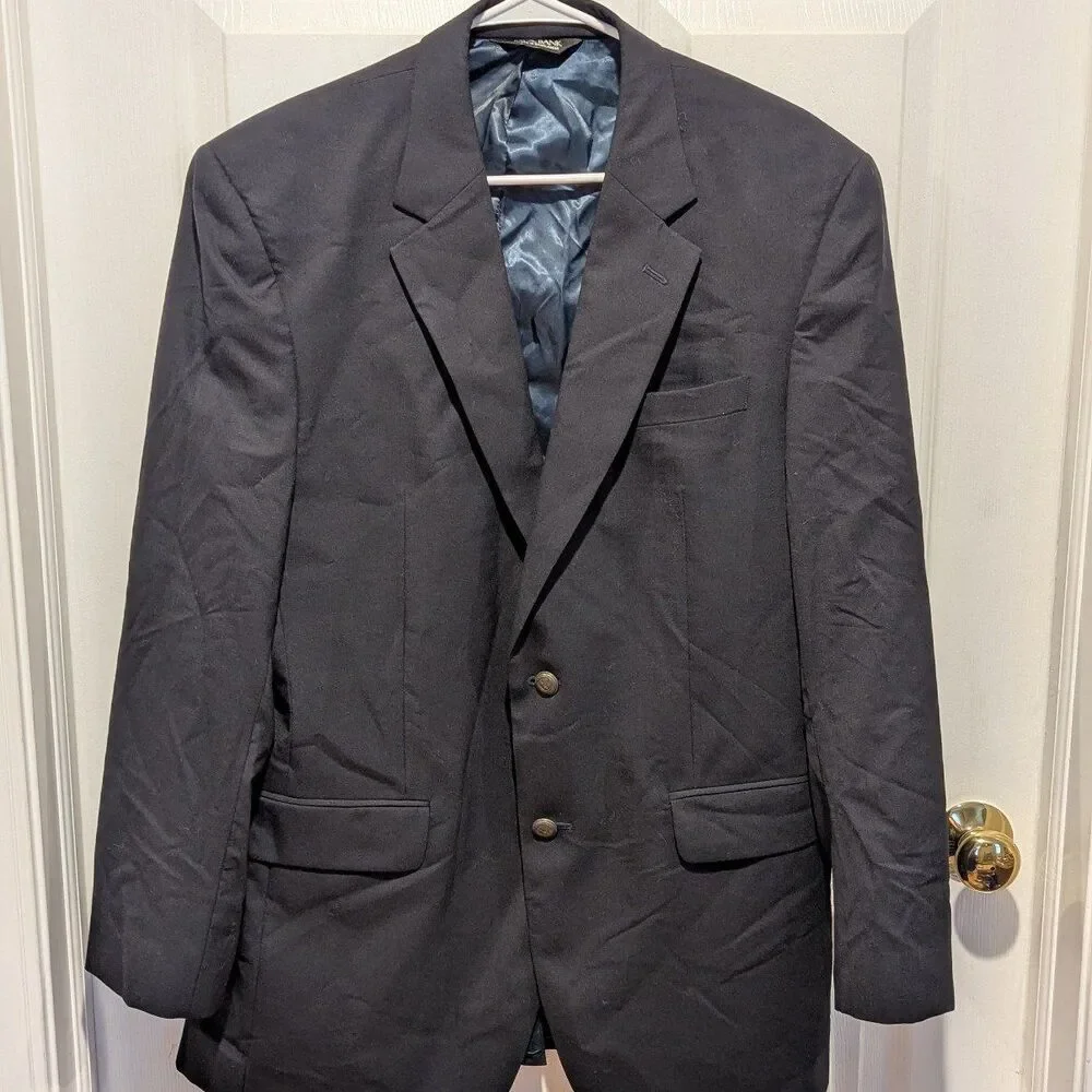 JoS. A. Bank Navy Blue Size 42L 100% Wool Sports Coat Blazer‎ Nautical Old Money